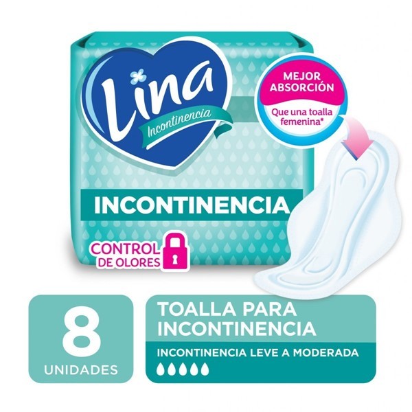 Lina Toallas Femeninas Incontinencia Con Alas x8Uni