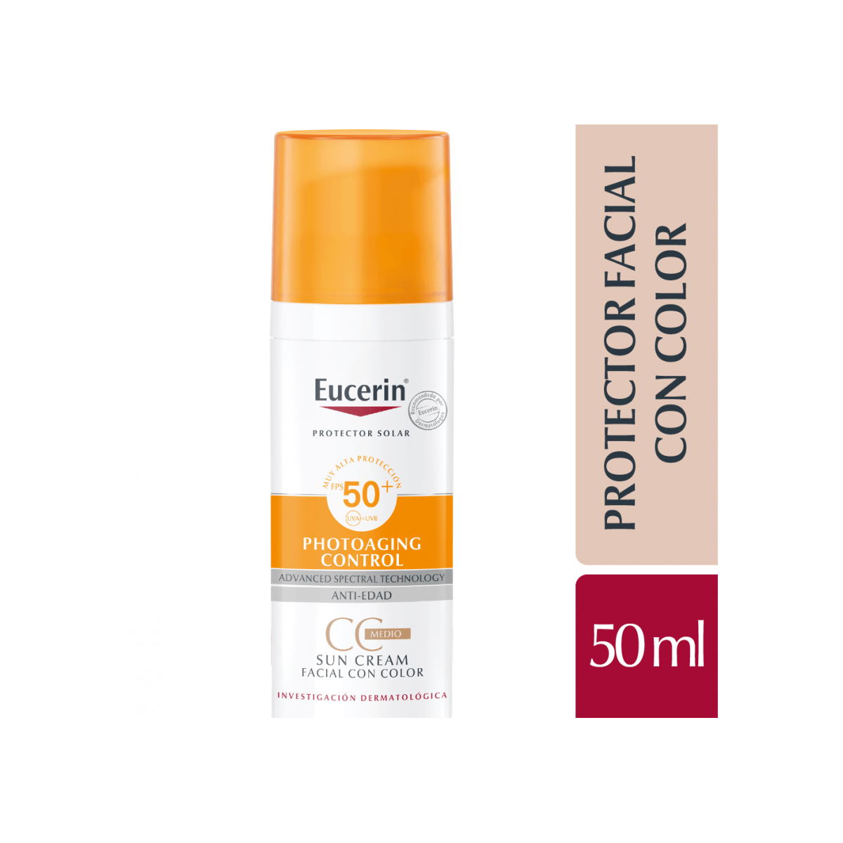Protector Solar Eucerin FPS 50+ Serum Anti-Edad Sun gel Tono Medio -50 ...